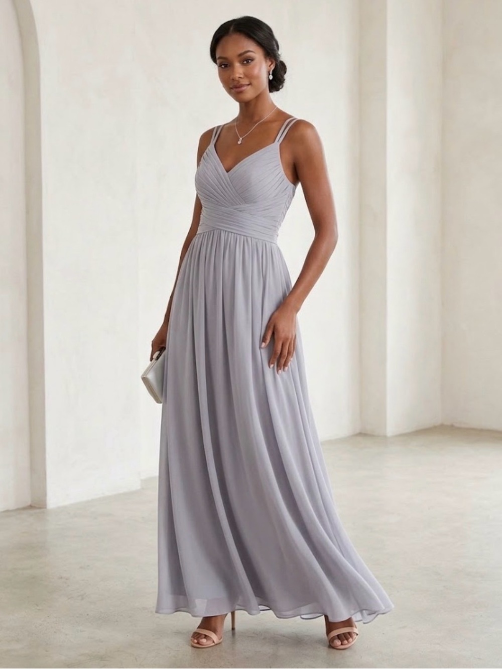 Azazie Dress Maxi Pleated Lace
